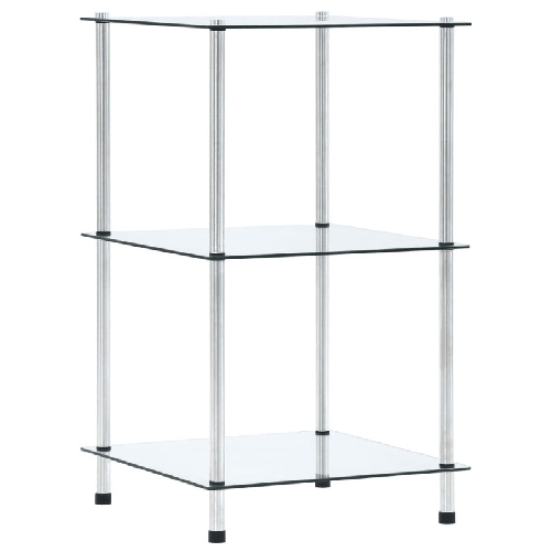 vidaXL Scaffale a 3 Livelli Trasparente 40x40x67cm in Vetro Temperato