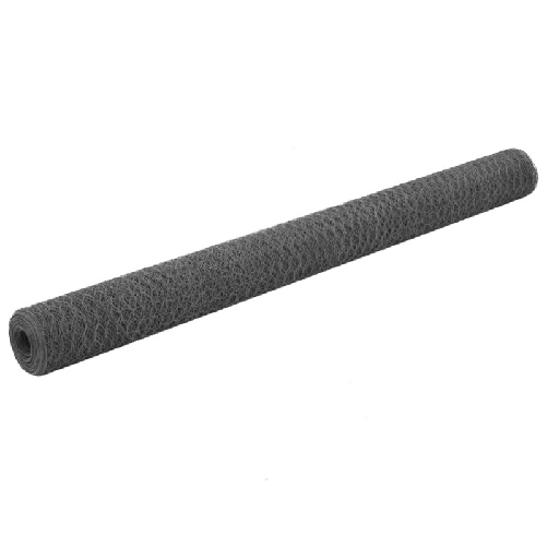 vidaXL Recinzione in Rete per Pollaio in Acciaio e PVC 25x1,5 m Grigia