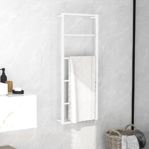 vidaXL Portasciugamani Bianco 45x10x115 cm in Acciaio