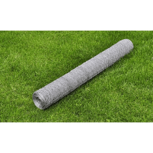 vidaXL Recinzione in Rete per Pollaio Acciaio Zincato 25x1 m Argento