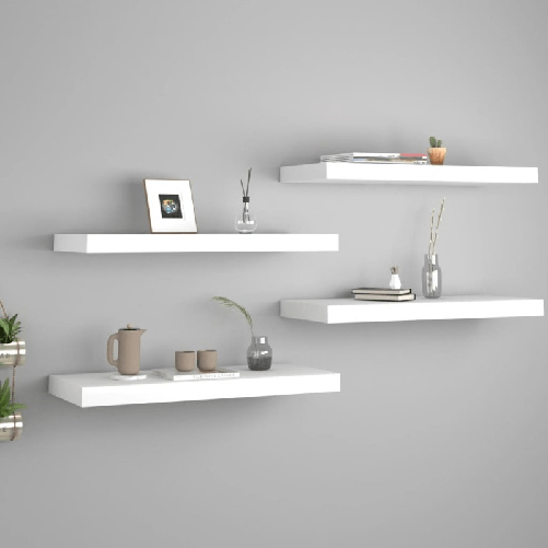 vidaXL Scaffali a Parete 4 pz Bianco 60x23,5x3,8 cm in MDF