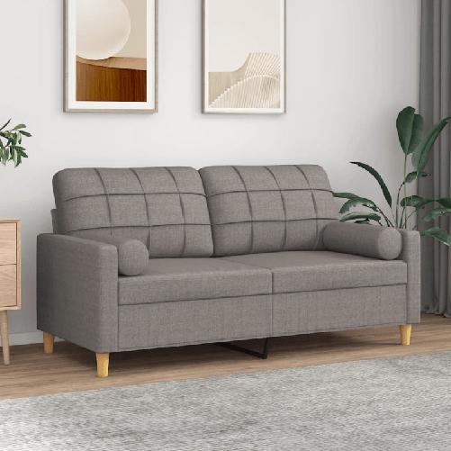 vidaXL Divano a 2 Posti con Cuscini Tortora 140 cm in Tessuto