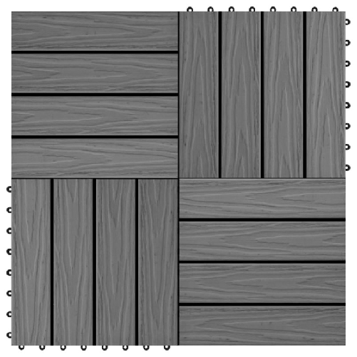 Piastrelle Decking 11 pz Goffrature WPC 30x30 cm 1 mq Grigio