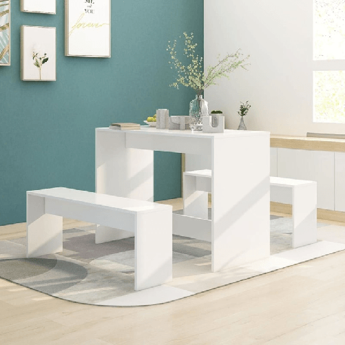vidaXL Set da Pranzo 3 pz Bianco in Legno Multistrato