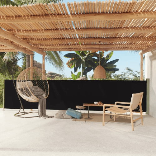 Tenda Laterale Retrattile per Patio 117x600 cm Nera