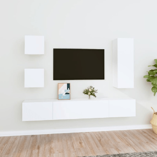 vidaXL Set di Mobili Porta TV 5 pz Bianco in Legno Multistrato