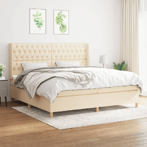 Giroletto a Molle con Materasso Crema 200x200 cm in Tessuto