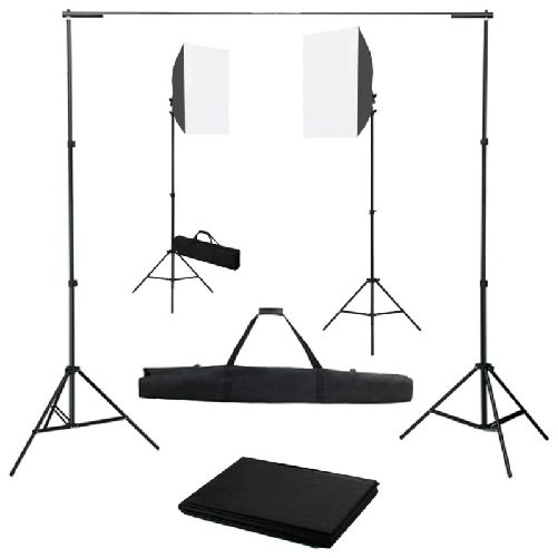 vidaXL Kit per Studio Fotografico con Luci Softbox e Fondale