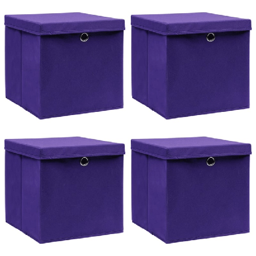 Contenitori con Coperchi 4 pz 28x28x28 cm Viola