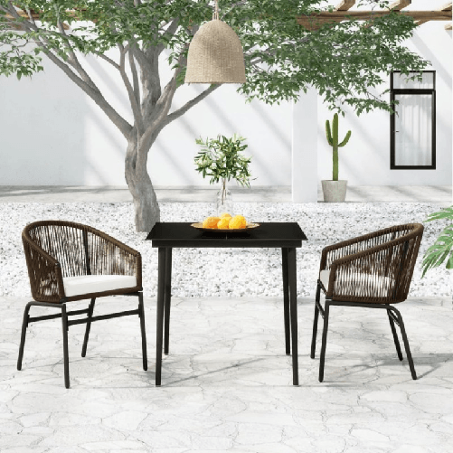 vidaXL Set Mobili da Pranzo per Giardino 3 pz Marrone