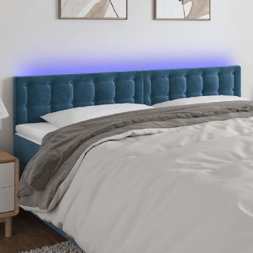 Testiera a LED Blu scuro 160x5x78/88 cm in Tessuto