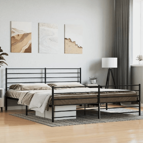 vidaXL Giroletto con Testiera e Pediera Metallo Nero 180x200 cm