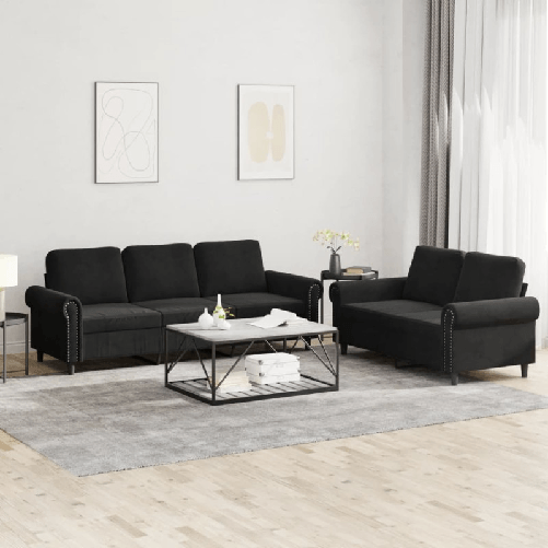 vidaXL Set di Divani 2 pz con Cuscini Nero in Velluto