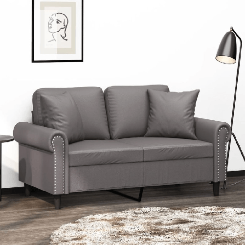 vidaXL Divano a 2 Posti con Cuscini Grigio 120 cm in Similpelle