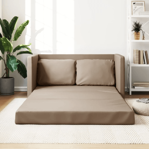 Divano Letto da Terra 2 in 1 Cappuccino 112x174x55cm Similpelle