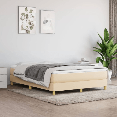 vidaXL Giroletto a Molle con Materasso Crema 140x19 cm in Tessuto