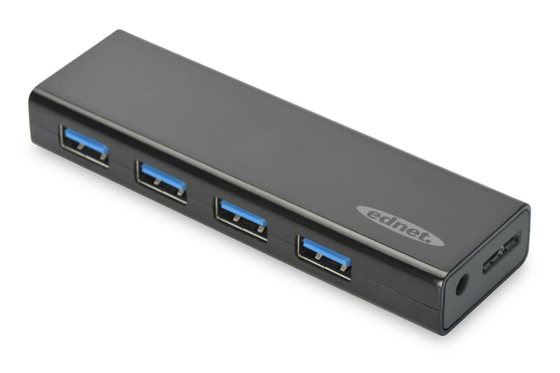 Ednet 85155 hub di interfaccia USB 3.2 Gen 1 (3.1 Gen 1) Micro-B 5000 Mbit/s Nero