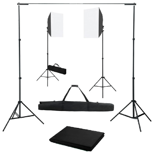 vidaXL Kit per Studio Fotografico con Luci Softbox e Fondale