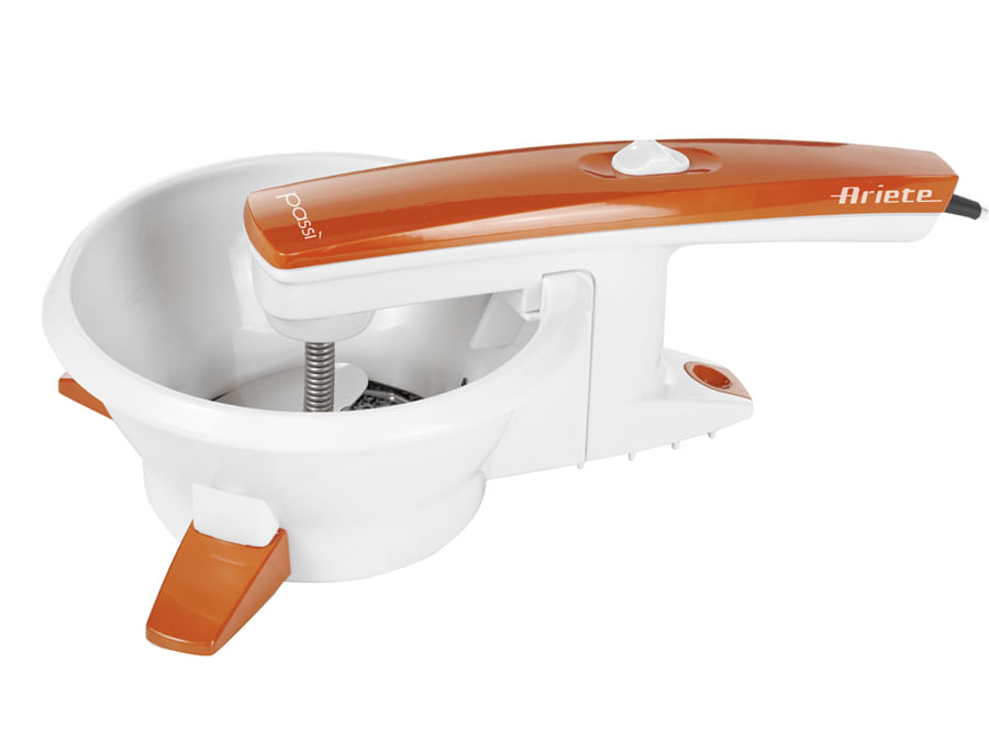 Ariete Passì Orange 2 Ariete 261 Passì - Passaverdure Elettrico - 3 dischi Acciaio Inox - adattabile a qualsiasi recipiente - 25 Watt - Bianco e aranc