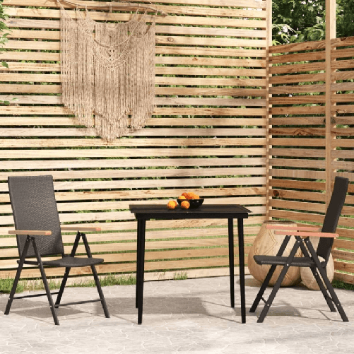 vidaXL Set Mobili da Pranzo per Giardino 3 pz Nero