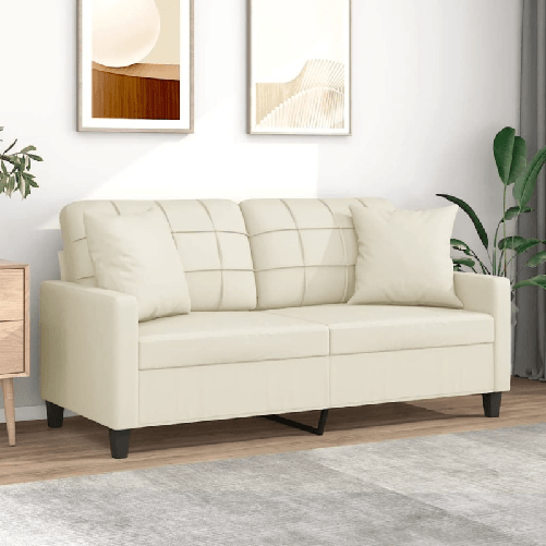 vidaXL Divano a 2 Posti con Cuscini Crema 140 cm in Similpelle