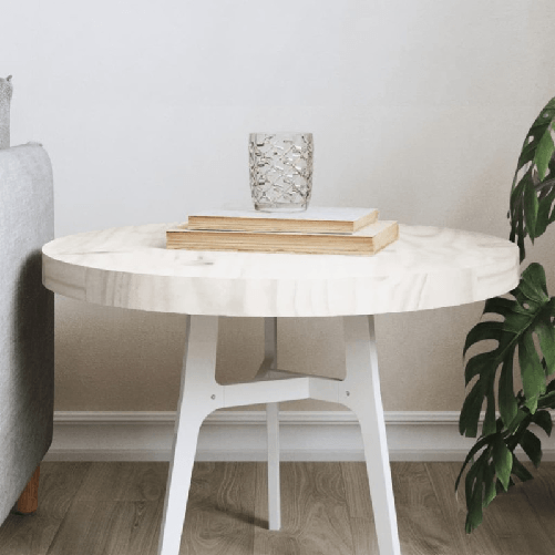 VidaXL Piano Tavolo Rotondo Bianco Ø50x3 cm in Legno Massello di Pino