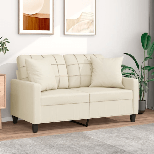 vidaXL Divano a 2 Posti con Cuscini Crema 120 cm in Similpelle