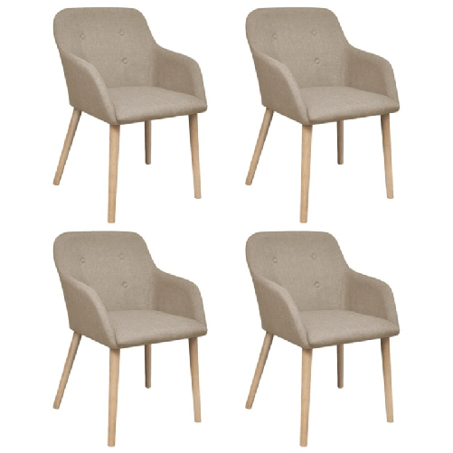 vidaXL Sedie da Pranzo 4 pz Beige in Tessuto e Massello di Rovere