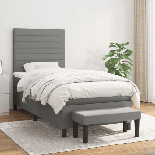 VidaXL Giroletto a Molle con Materasso Grigio Scuro 80x200 cm Tessuto