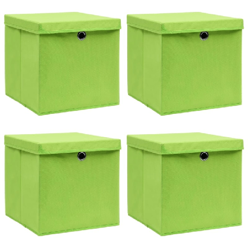 vidaXL Scatole Portaoggetti con Coperchi 4pz Verdi 32x32x32 cm Tessuto
