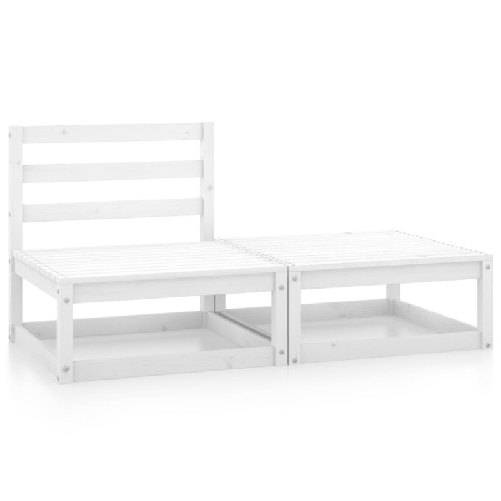 vidaXL Set Divani da Giardino 2 pz Bianchi in Legno Massello di Pino