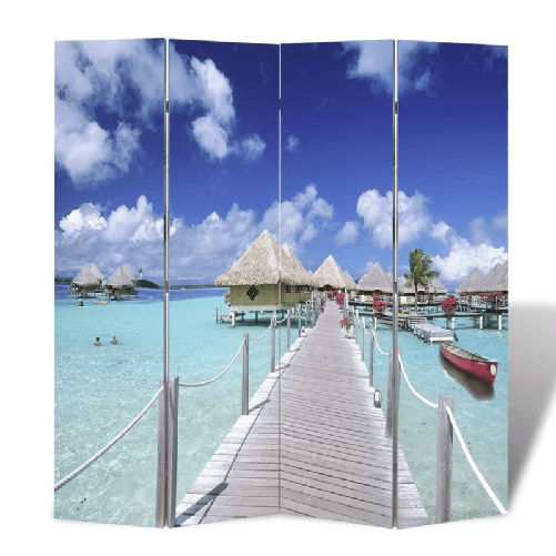 Paravento Pieghevole 160x170 cm con Stampa Spiaggia
