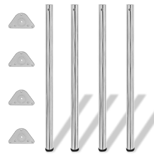 Gambe per Tavolo 4 pz Altezza Regolabile Cromate 1100 mm