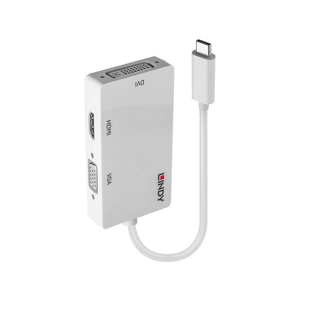 Lindy Adattatore USB 3.1 Type C a HDMI / DVI / VGA Femmina - Colore: bianco Lindy 43273 adattatore grafico USB 3840 x 2160 Pixel Bianco