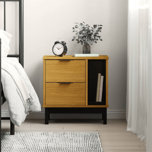 vidaXL Comodino FLAM 49x35x50 cm in Legno Massello di Pino