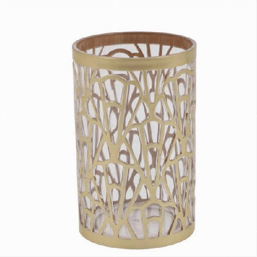 Bicchiere Porta Spazzolini Accessorio Bagno Oro Stile Contemporaneo Arredo 59098 -