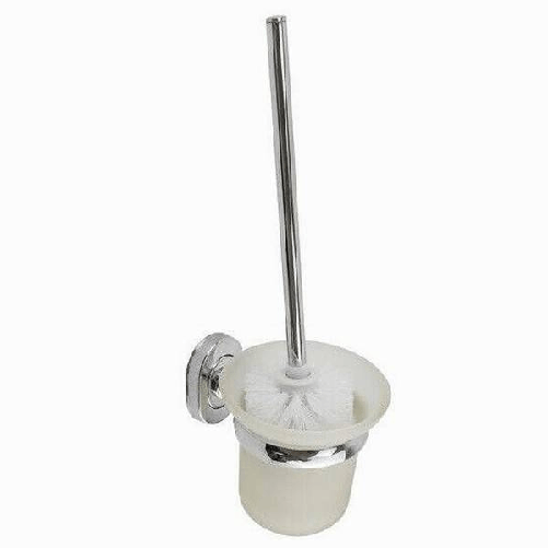 Porta Scopino Wc Scopino Completo Vetro Satinato Fissaggio A Parete Bagno 69194 -