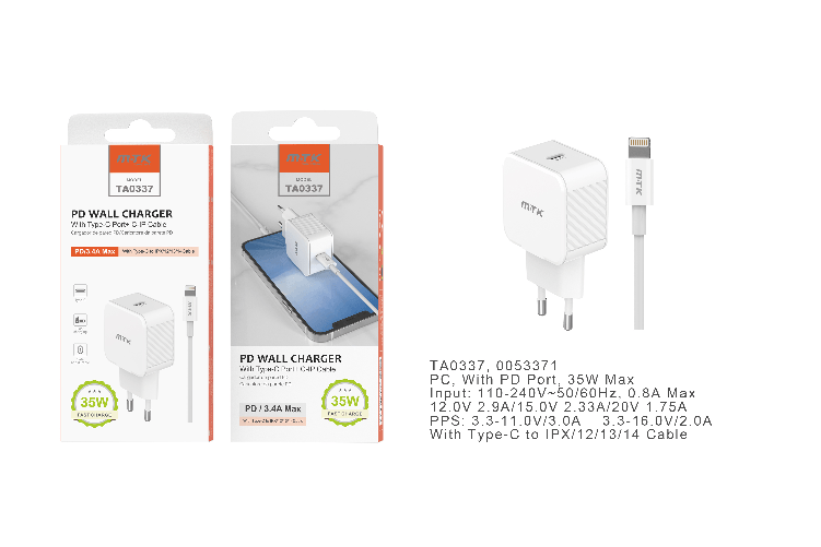 Movtek MOVTEK 35W FAST CHARGING KIT LIGHTNING for APPLE BIANCO - TA0337