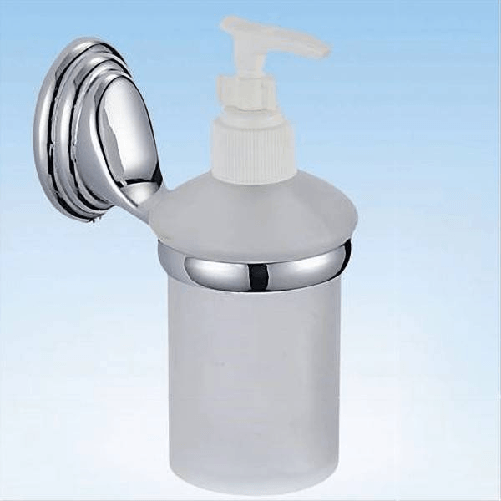 Dispenser Porta Sapone Liquido Vetro Satinato Fissaggio Parete Bagno Circle 52028 -