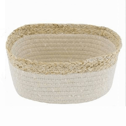 Cleafe-cestino Porta Biancheria Oggetti In Vimini Intrecciato Bicolore 20x15x11cm 10674 -