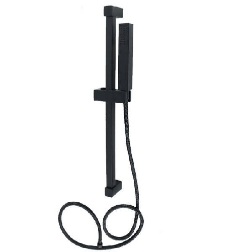 Cleafe-saliscendi 60cm Doccia Nero Con Doccino Soffione Quadrato Bagno 87495 Tubo 180cm -