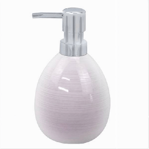Cleafe-dispenser Sapone Liquido In Ceramica Striato Rosato Erogatore Silver Bagno 59872 -