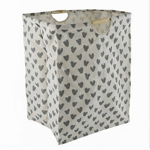 Cesto Porta Biancheria Cuori Grigi Contenitore Panni Sporchi Richiudibile 10622 -