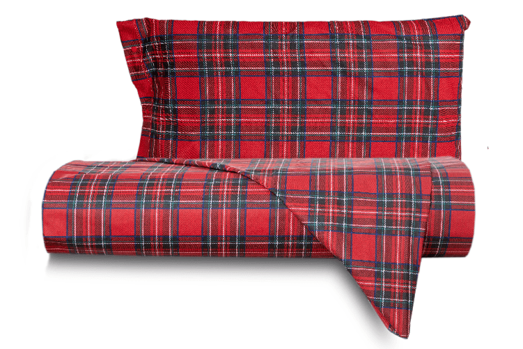 Set copripiumino federe letto parure copripiumino stampa fantasia 100% cotone Made in Italy SCOZZESE ROSSO MATRIMONIALE Dimensione SINGOLO