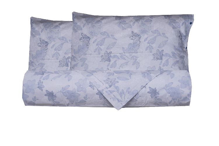 Set copripiumino federe letto parure copripiumino stampa fantasia 100% cotone Made in Italy GIGLI AZZURRO MATRIMONIALE