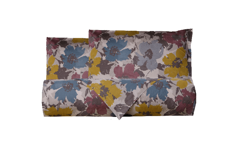 Set copripiumino federe letto parure copripiumino stampa fantasia 100% cotone Made in Italy FIORI ACQUERELLO MULTICOLOR PIAZZA E MEZZA Set copripiumin