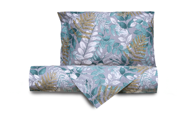 Set copripiumino federe letto parure copripiumino stampa fantasia 100% cotone Made in Italy FOLIAGE MATRIMONIALE Set copripiumino federe letto parure