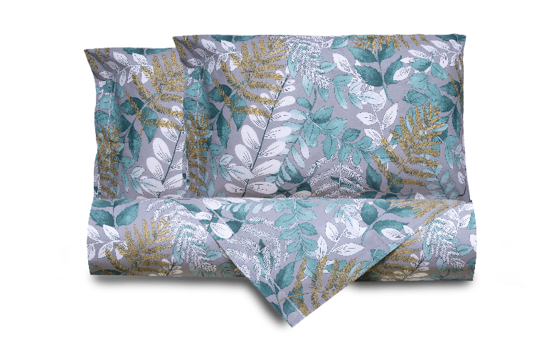 Set copripiumino federe letto parure copripiumino stampa fantasia 100% cotone Made in Italy FOLIAGE MATRIMONIALE