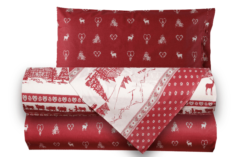 Completo letto lenzuola federe letto stampa fantasia 100% Cotone Made in Italy COUNTRY BORDEAUX MATRIMONIALE Dimensione SINGOLO