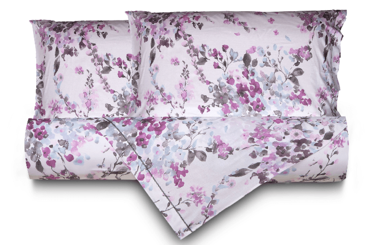 Set copripiumino federe letto parure copripiumino stampa fantasia 100% cotone Made in Italy FIORI VIOLA PIAZZA E MEZZA Set copripiumino federe letto p